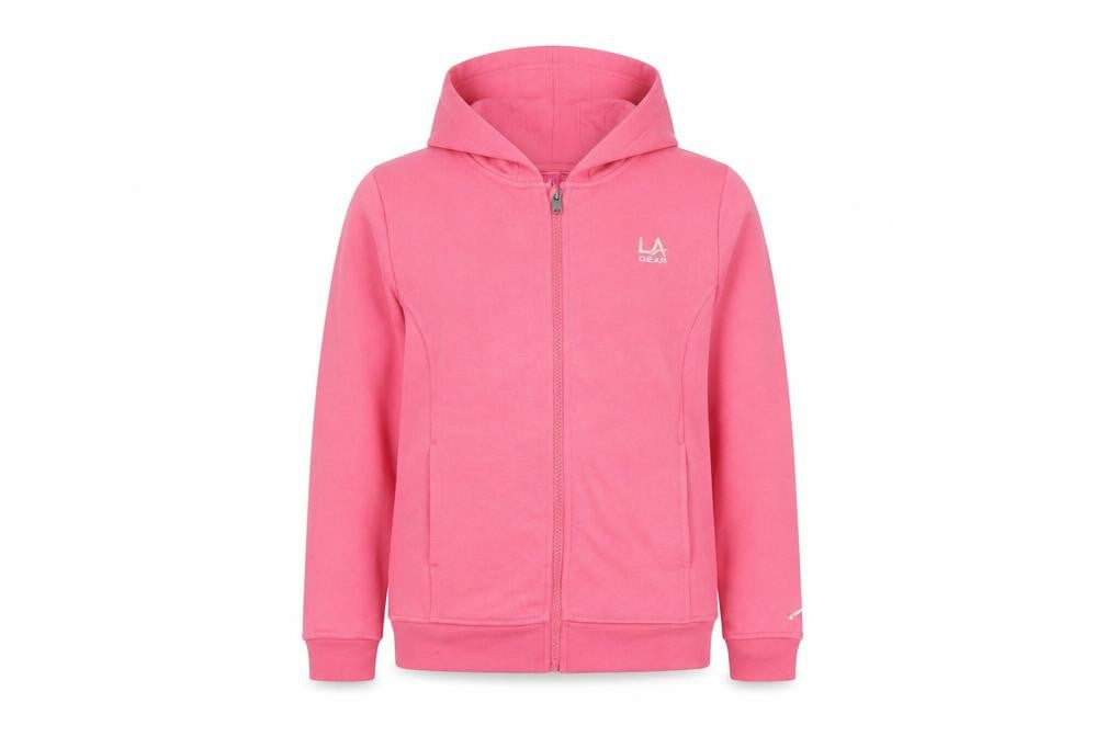 Front view of LA Gear girls’ pink hooded basic jacket 13 years