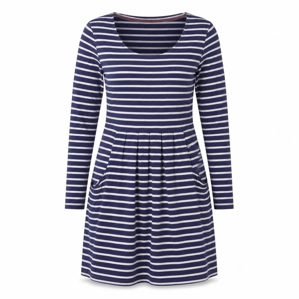 Joules Women's Blue Striped Long Sleeve Dress - Size 10