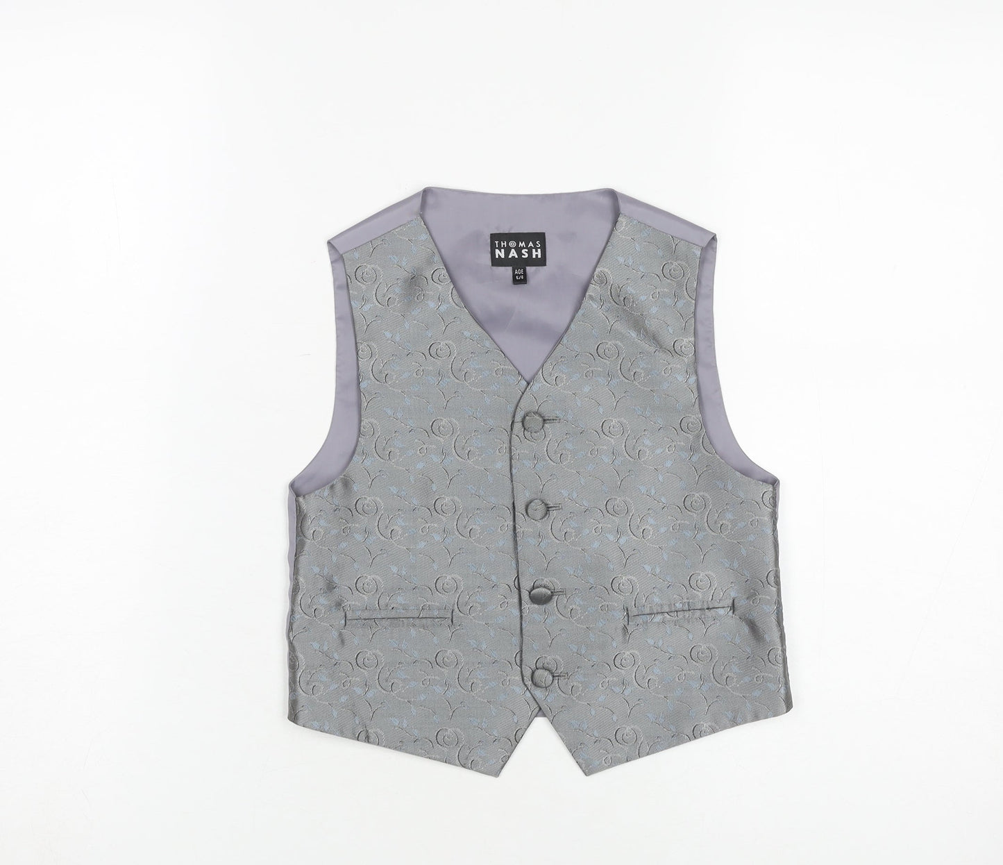 Thomas Nash Boys Grey Formal Waistcoat 5-6 Years Wedding Suit