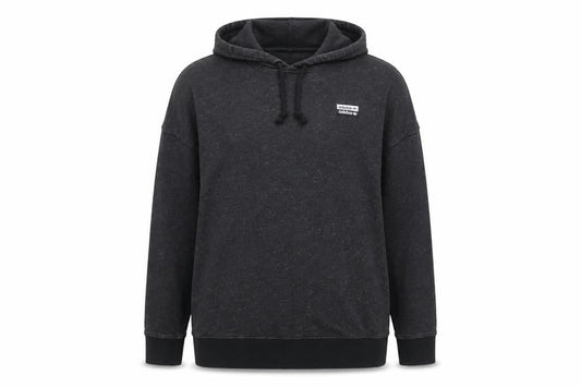Front view of Adidas Black unisex pullover hoodie, size 14