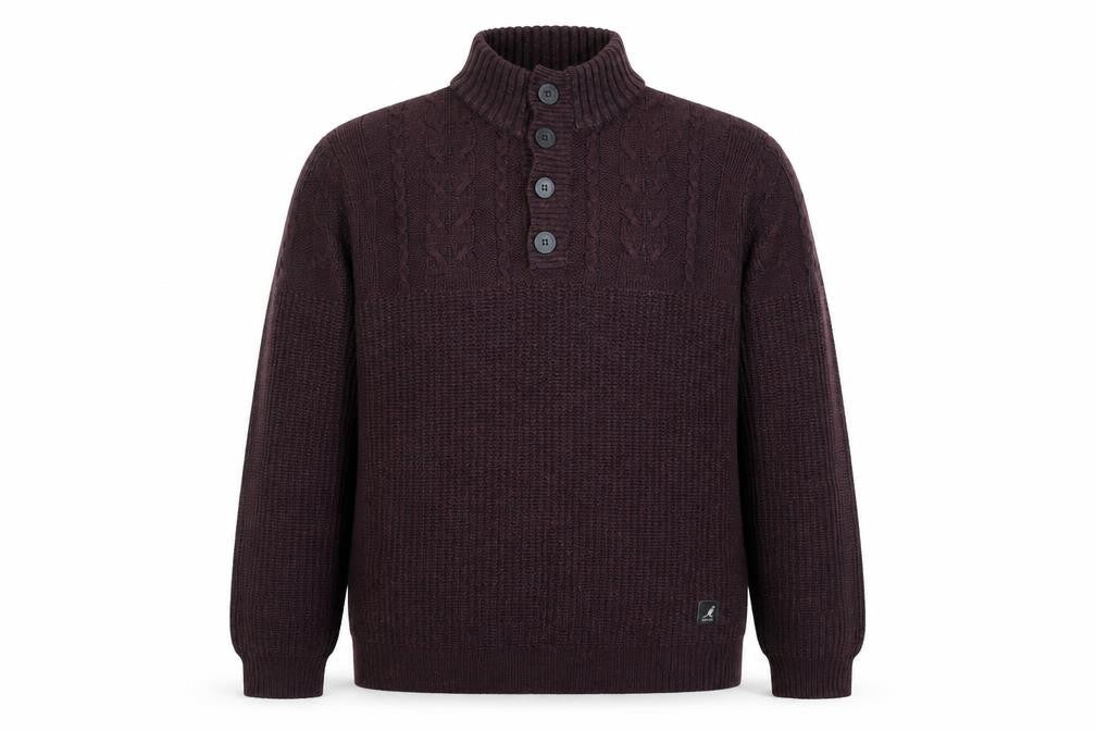 Mens UK Size XL Kangol Purple Henley Jumper