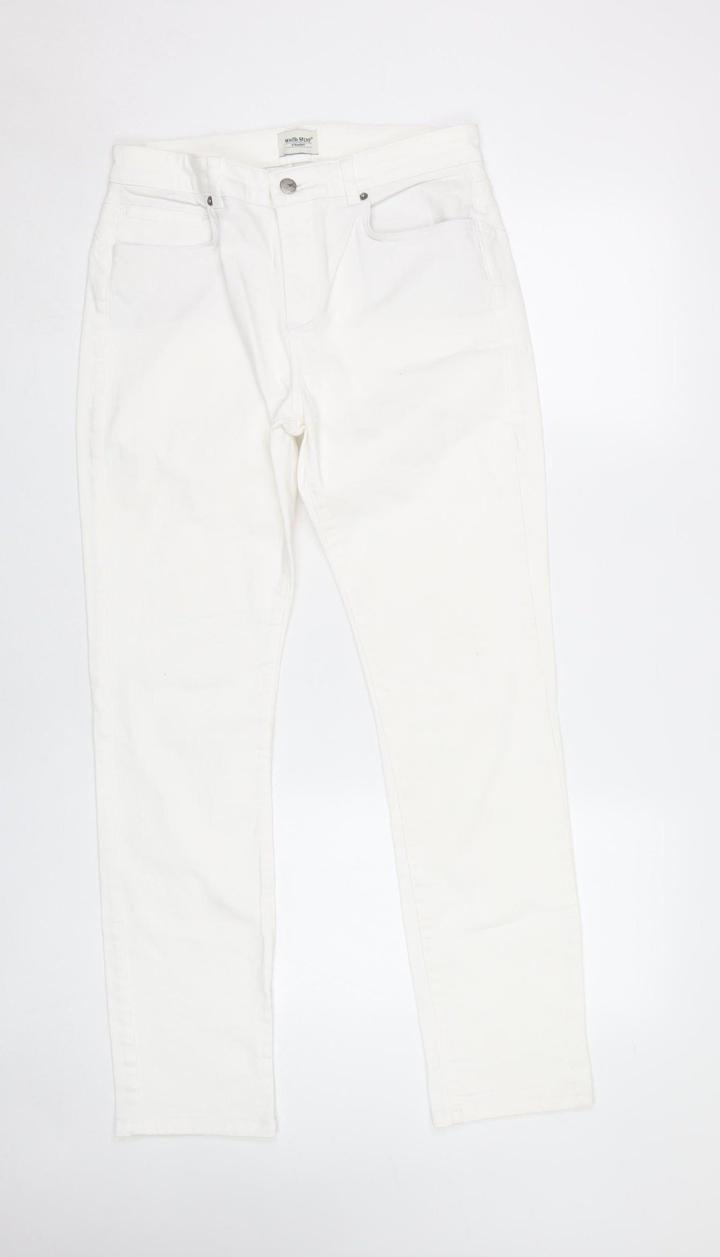 Womens UK Size 10 White Stuff Regular Fit Straight White Jeans