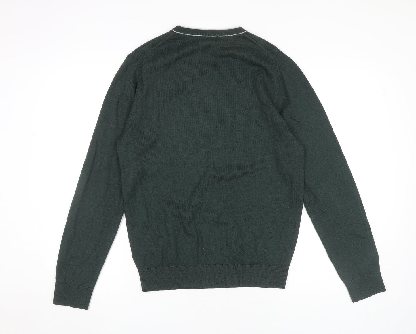 Jeff Banks Men's Green V-Neck Pullover Jumper Size M