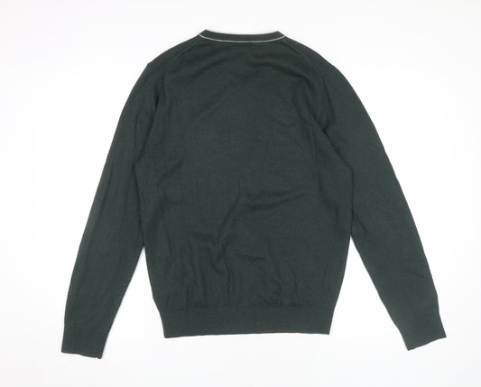 Jeff Banks Men's Green V-Neck Pullover Jumper Size M