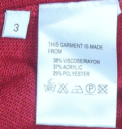 Jacques Vert Women's Red Basic Mock Neck T-Shirt L