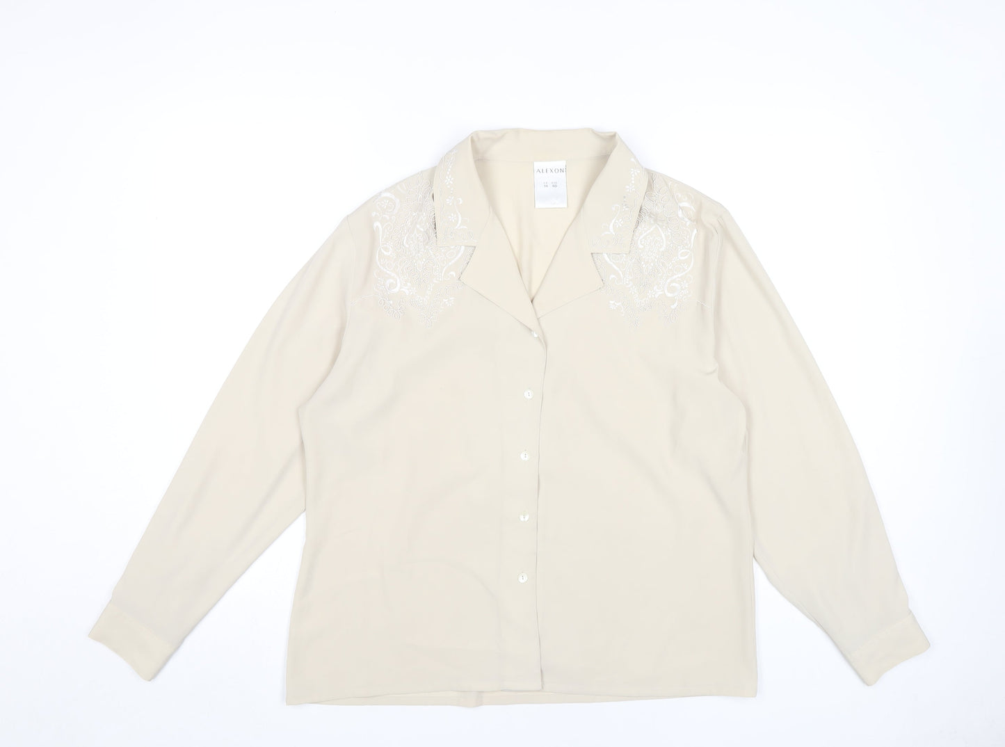 Alexon Women's Beige Blouse Size 14, Long Sleeve, Collared