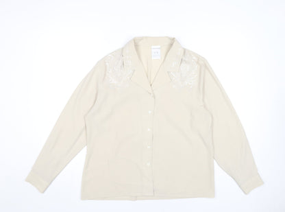 Alexon Women's Beige Blouse Size 14, Long Sleeve, Collared