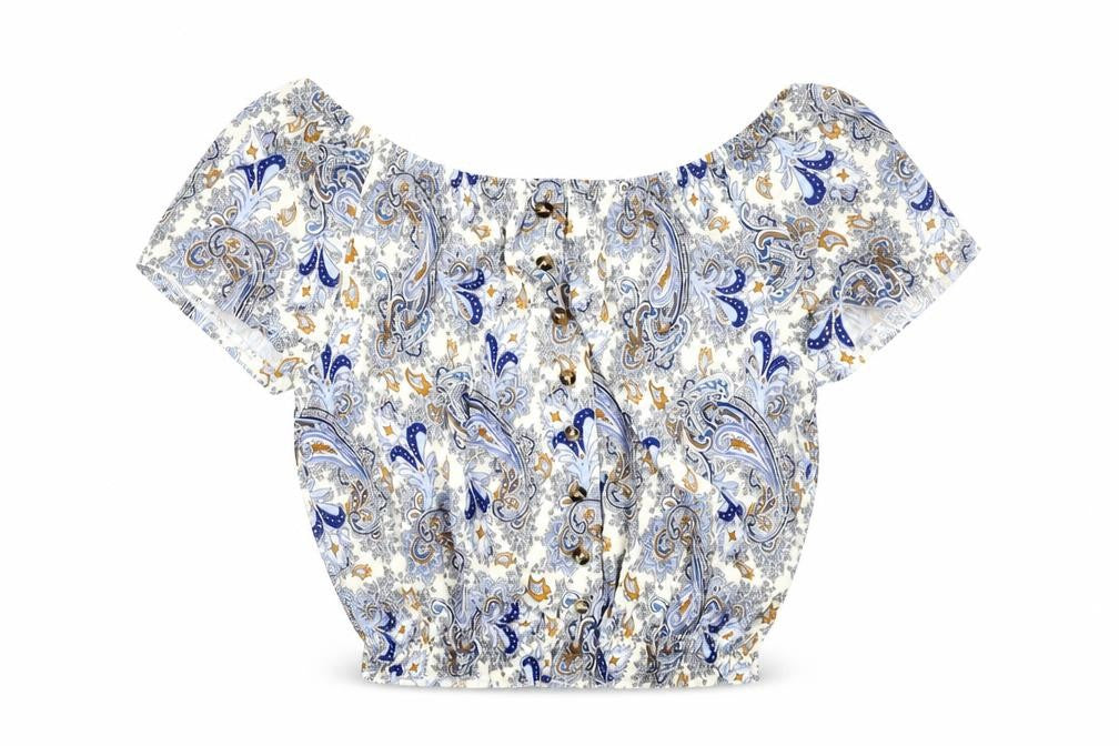 Womens UK Size XS Unknown Multicoloured Cropped Blouse