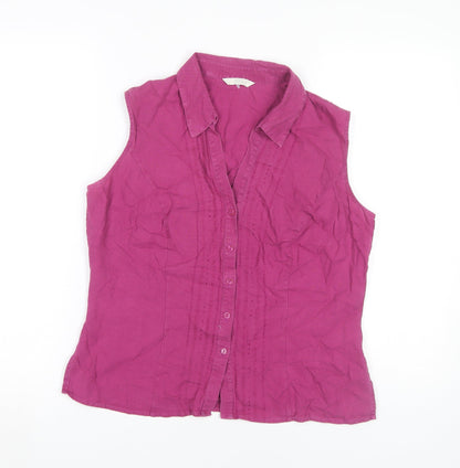 Womens UK Size 14 Marks and Spencer Purple Basic Button-Up