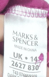 Womens UK Size 14 Marks and Spencer Purple Basic Button-Up