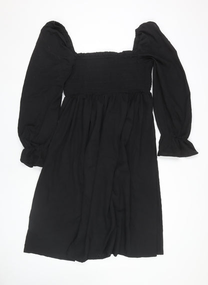 Boohoo Women’s Black Long Sleeve Square Neck Dress