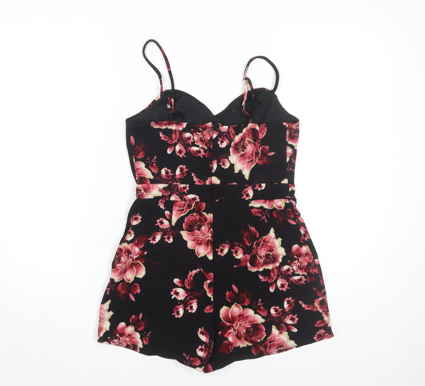 New Look Women's Black Floral Playsuit Size 10