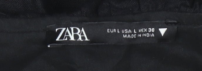 Zara Black Off Shoulder Cotton Dress, Size 12