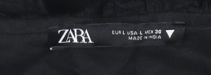 Zara Black Off Shoulder Cotton Dress, Size 12