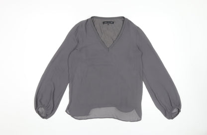 Zara Women's Grey V-Neck Blouse XS