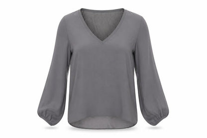 Zara Women's Grey V-Neck Blouse XS