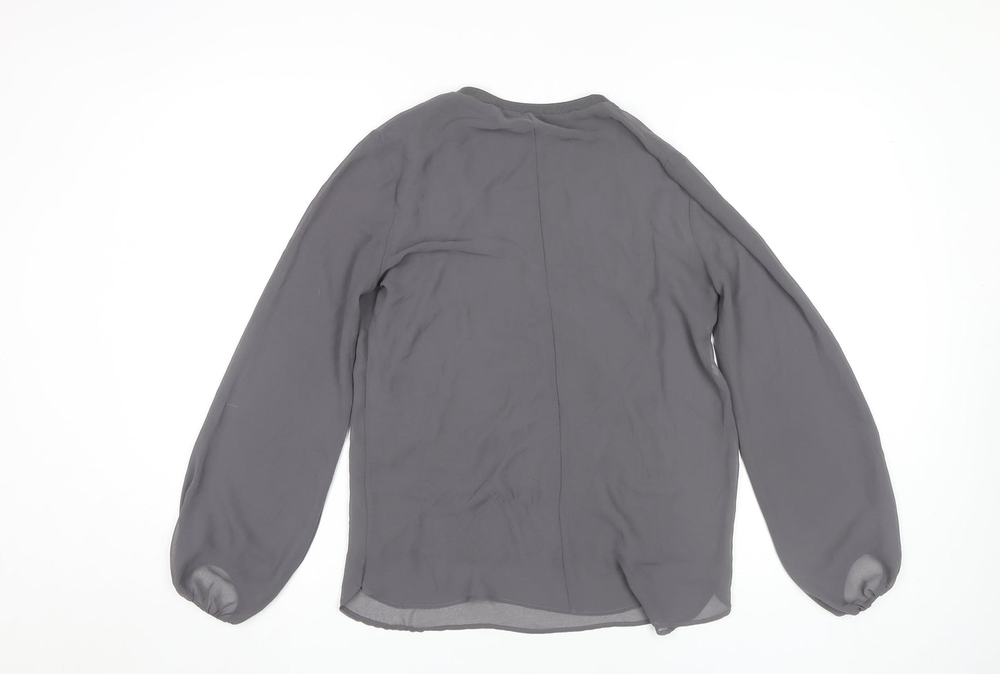 Zara Women's Grey V-Neck Blouse XS