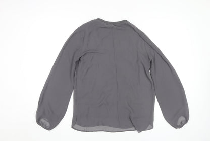 Zara Women's Grey V-Neck Blouse XS