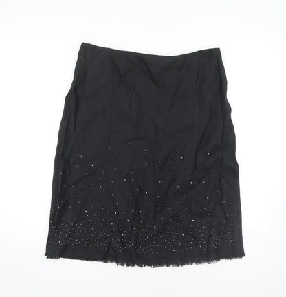 Marks and Spencer Women's Black Linen Pencil Skirt Size 14