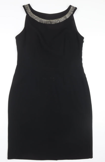 Michaela Louisa Black Sheath Dress, Size 12, Formal, Beaded