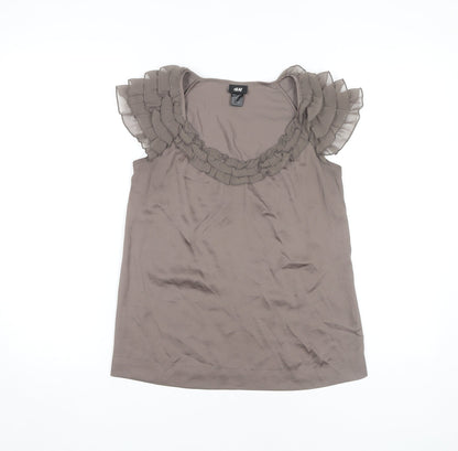 Womens UK Size 6 H&M Brown Basic Blouse
