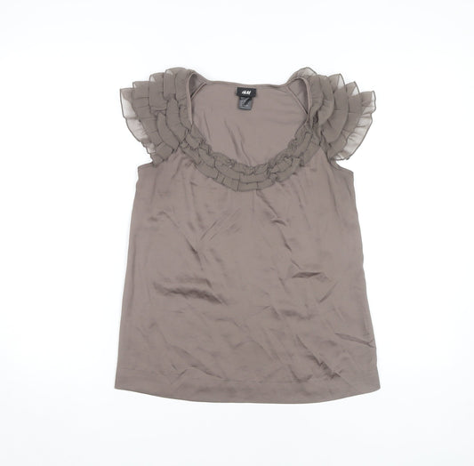 Womens UK Size 6 H&M Brown Basic Blouse