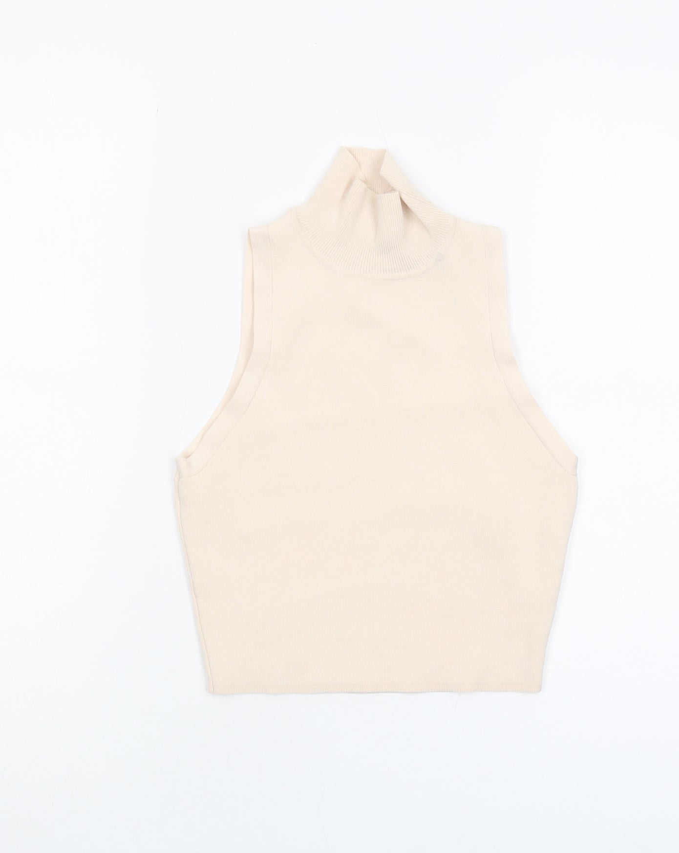 Womens UK Size S Zara Beige Cropped Tank