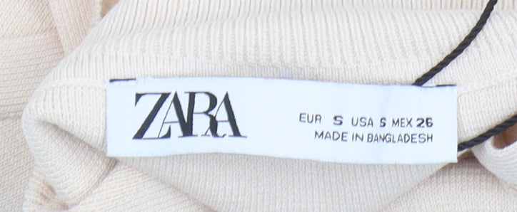 Womens UK Size S Zara Beige Cropped Tank