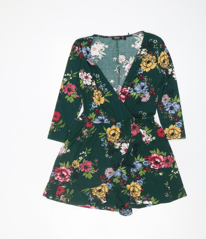 Bershka Women's Floral Playsuit in Multicolour, Size M