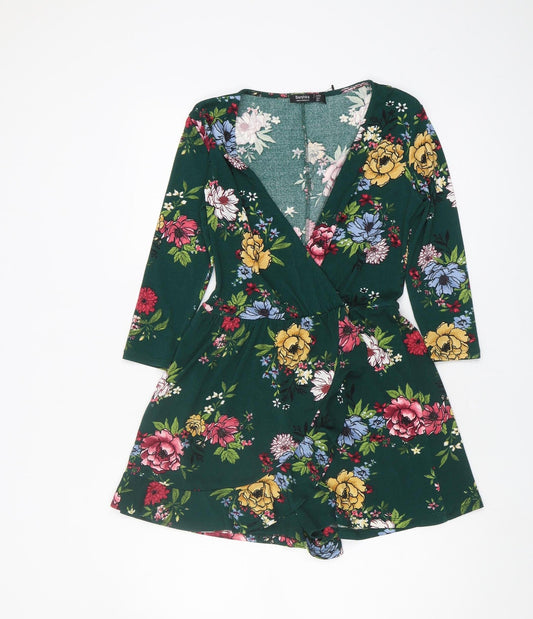 Bershka Women's Floral Playsuit in Multicolour, Size M