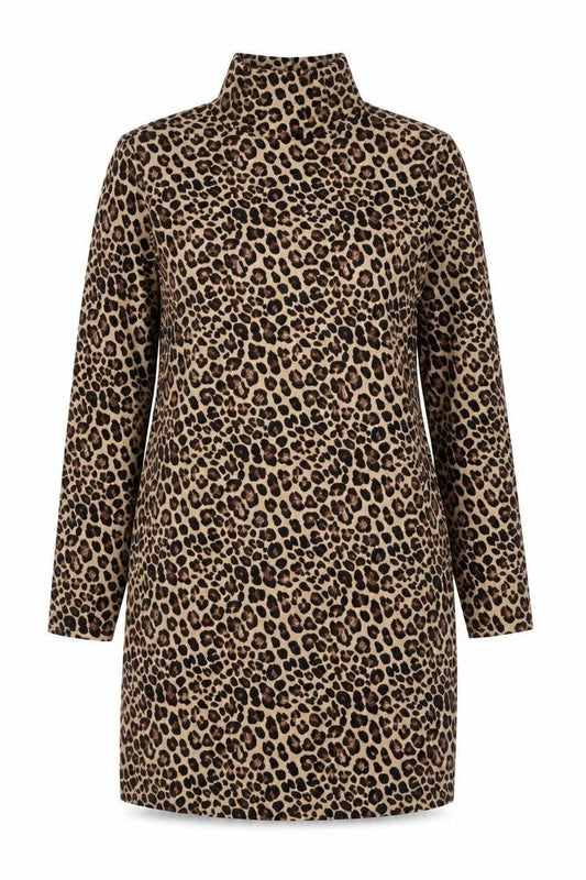 New Look Women's Brown Long Sleeve Leopard Dress
