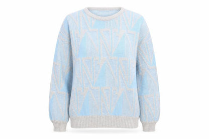 Farah Women's Blue Geometric Pullover Jumper, Medium