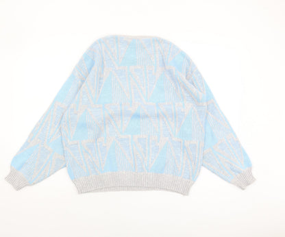 Farah Women's Blue Geometric Pullover Jumper, Medium