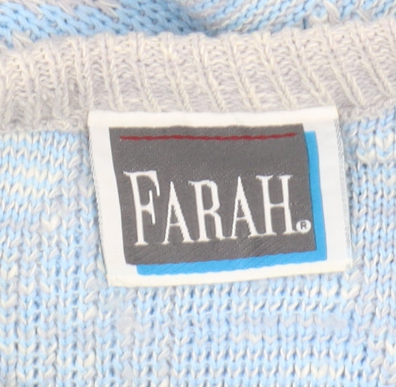 Farah Women's Blue Geometric Pullover Jumper, Medium