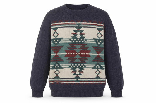 Fosters Men's Multicoloured Wool Jumper L with Aztec Design