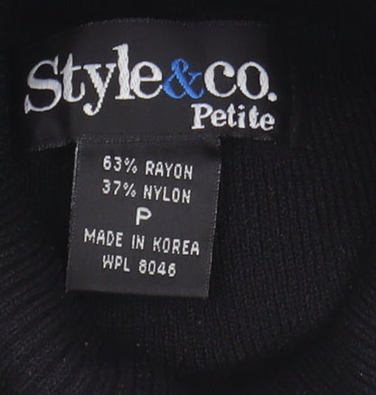 Style&Co Women's Black Argyle Roll Neck Jumper Petite
