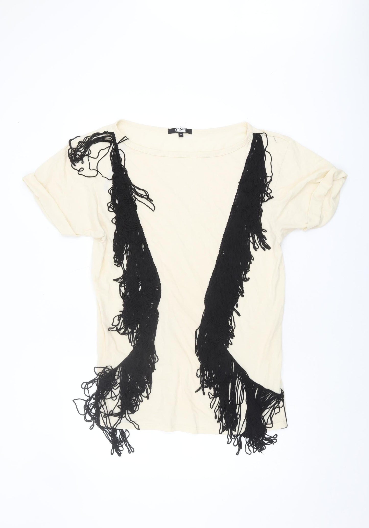Womens UK Size 10 ASOS Ivory Basic T-Shirt