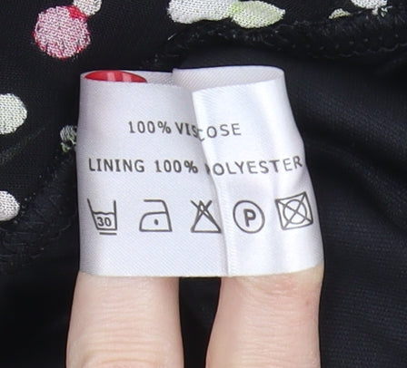 Kiass Collection Women's Black Floral A-Line Skirt Size 14