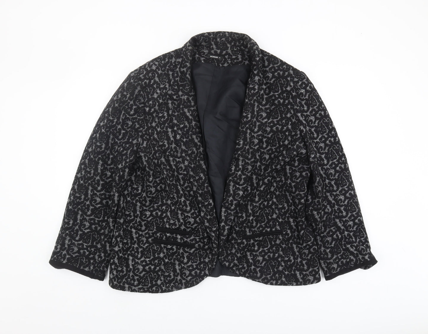 Roman Women's Black Animal Print Blazer Size 20