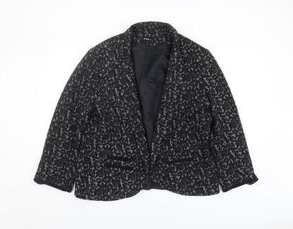Roman Women's Black Animal Print Blazer Size 20