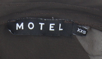 Womens UK Size 2XS Motel Brown Basic Button-Up