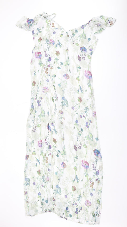 Oh My Love Women's Multicoloured Midi Floral Dress