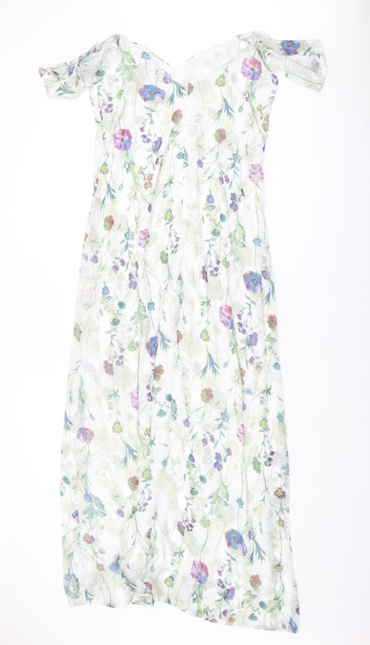 Oh My Love Women's Multicoloured Midi Floral Dress