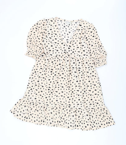 Miss Selfridge Women's Beige Geometric Dress Size 8