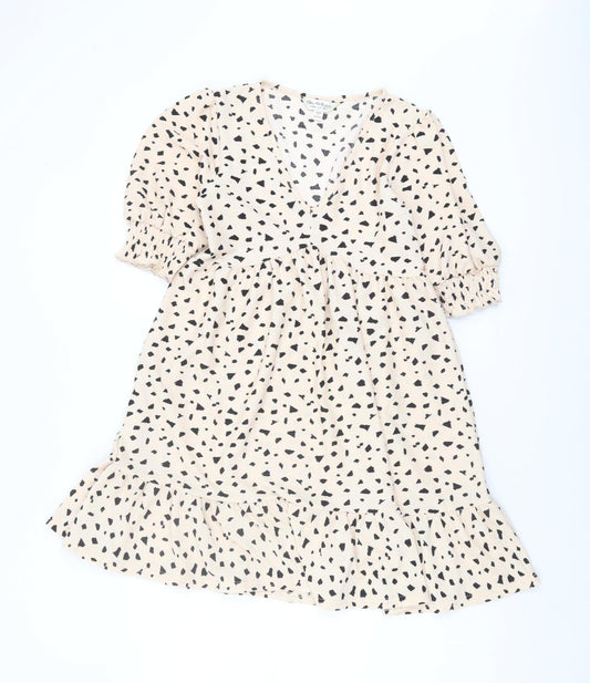 Miss Selfridge Women's Beige Geometric Dress Size 8