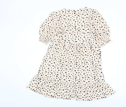 Miss Selfridge Women's Beige Geometric Dress Size 8