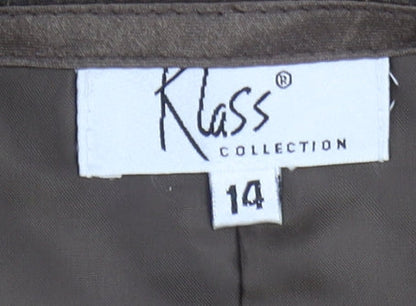 Klass Collection Women's Brown Long Skirt, Size 14, Embroidered