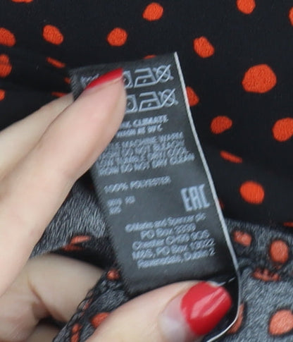 Marks and Spencer Women's Black Red Polka Dot Dress, Size 8