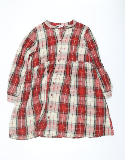 H&M Maternity Red Plaid Shirt Dress Women L