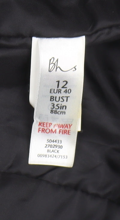 Womens UK Size 12 BHS Black Overcoat